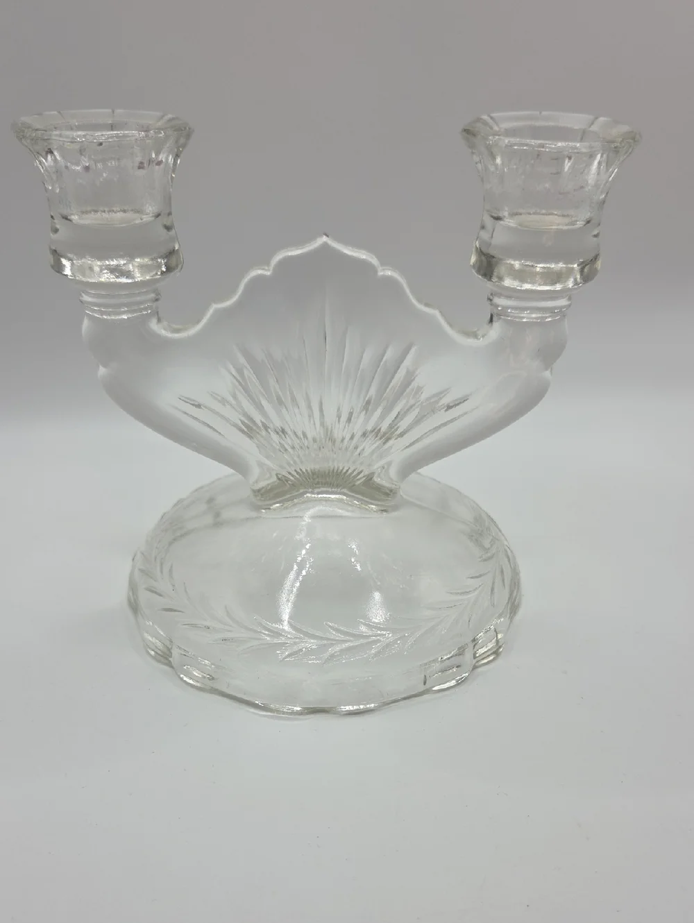 Jeanette Glass Double Candle Hilder Vintage